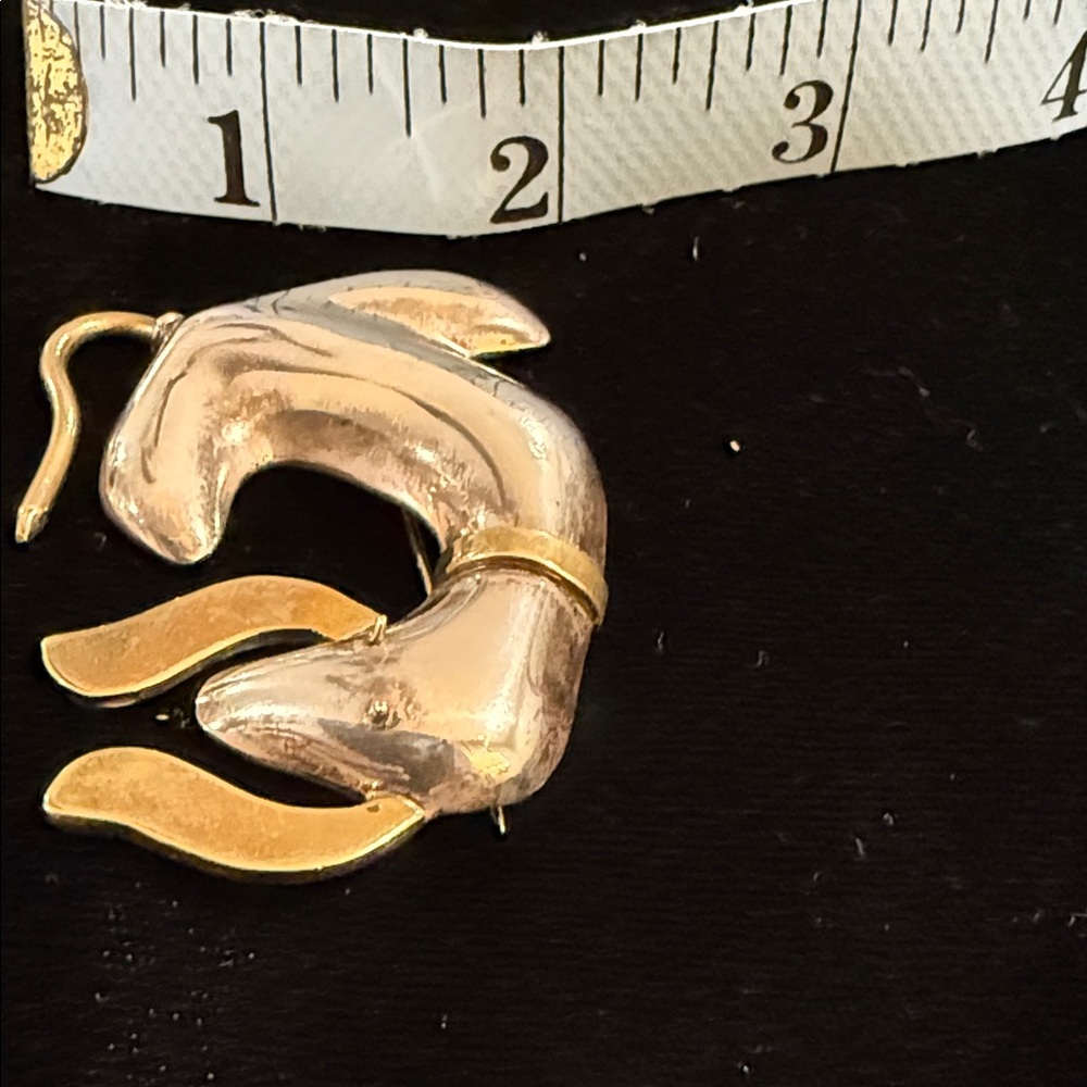 Vintage 925 Mexican sterling Silver and Gold Dog Brooch - Picture 7 of 7